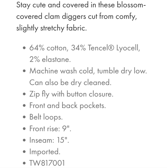 Tommy Bahama Denim Boardwalk Pink Floral 15" Clamdigger Shorts Size 30 - Picture 12 of 12